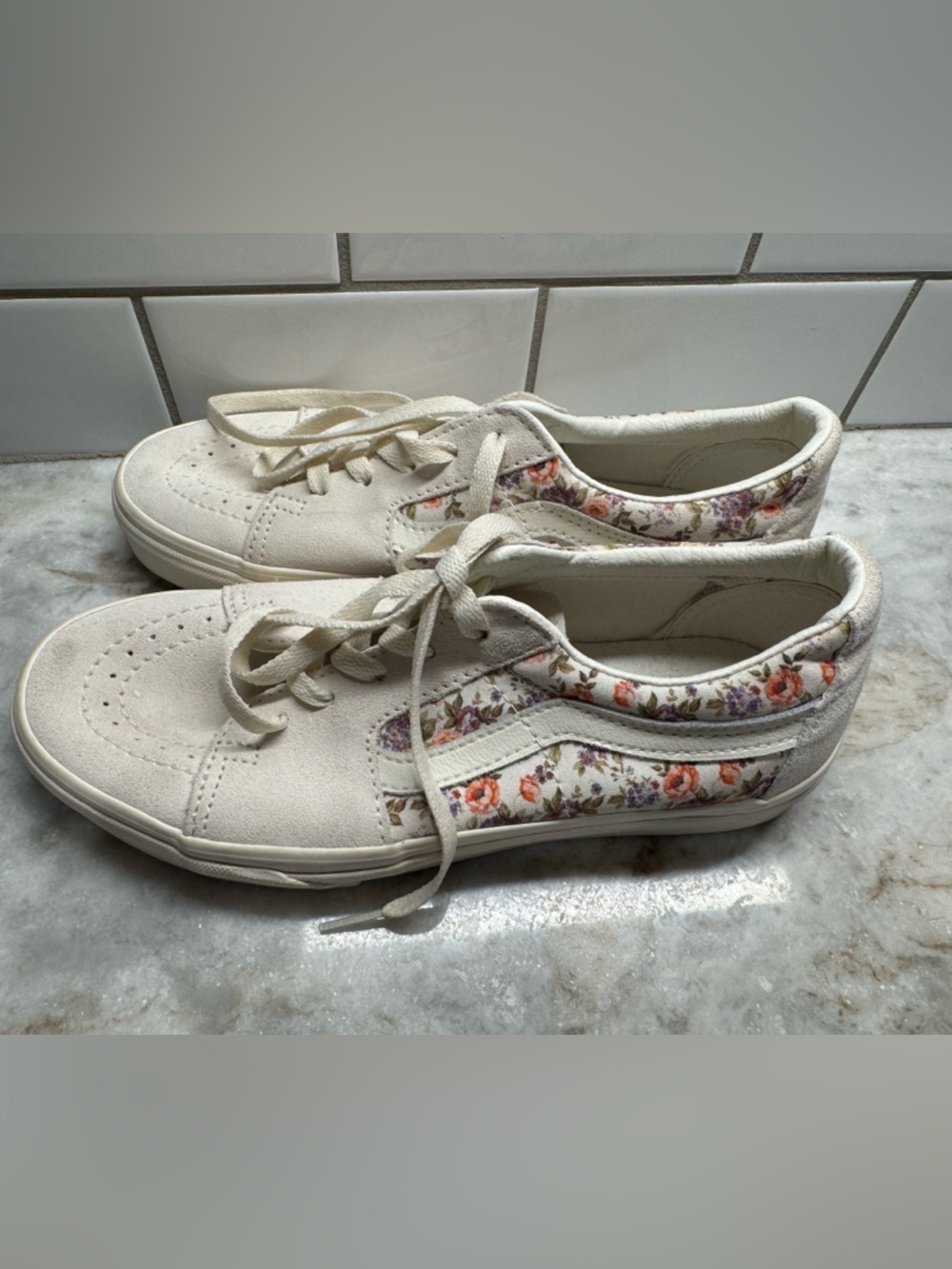 Vans Sk8-Low VTG Floral White Classic Skate Casual Shoe Sneaker Womens Size 8
